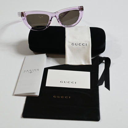 Gucci GG1521S 004 Womens Authentic Sunglasses Clear Violet, 51mm - New