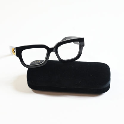 Gucci GG1548O 004 Womens Authentic Eyeglasses Black/Gold, 52mm - New