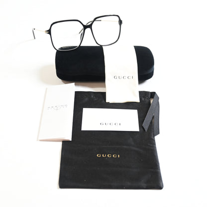 Gucci GG1271O 001 Womens Authentic Eyeglasses Black/Gold, 56mm - New