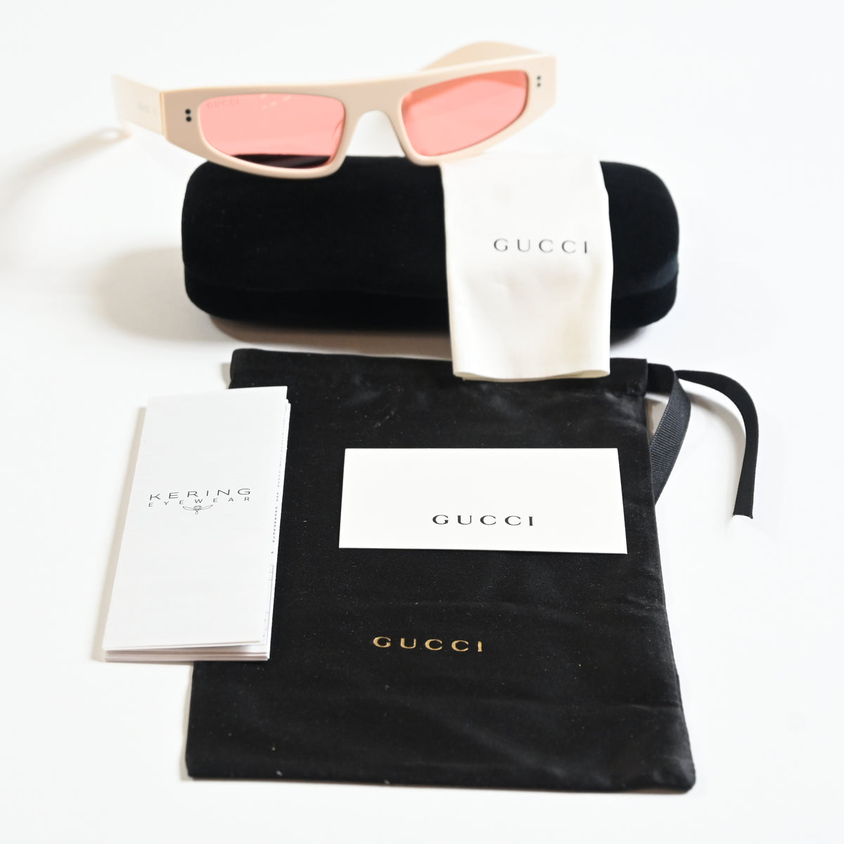 Gucci GG1634S 005 Womens Authentic Sunglasses Ivory/Red, 51mm - New