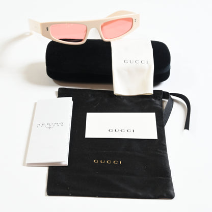 Gucci GG1634S 005 Womens Authentic Sunglasses Ivory/Red, 51mm - New