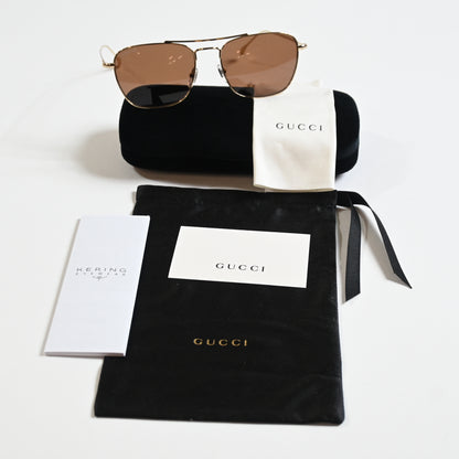 Gucci GG1183S 006 Mens Authentic Sunglasses Gold/Brown, 56mm - New