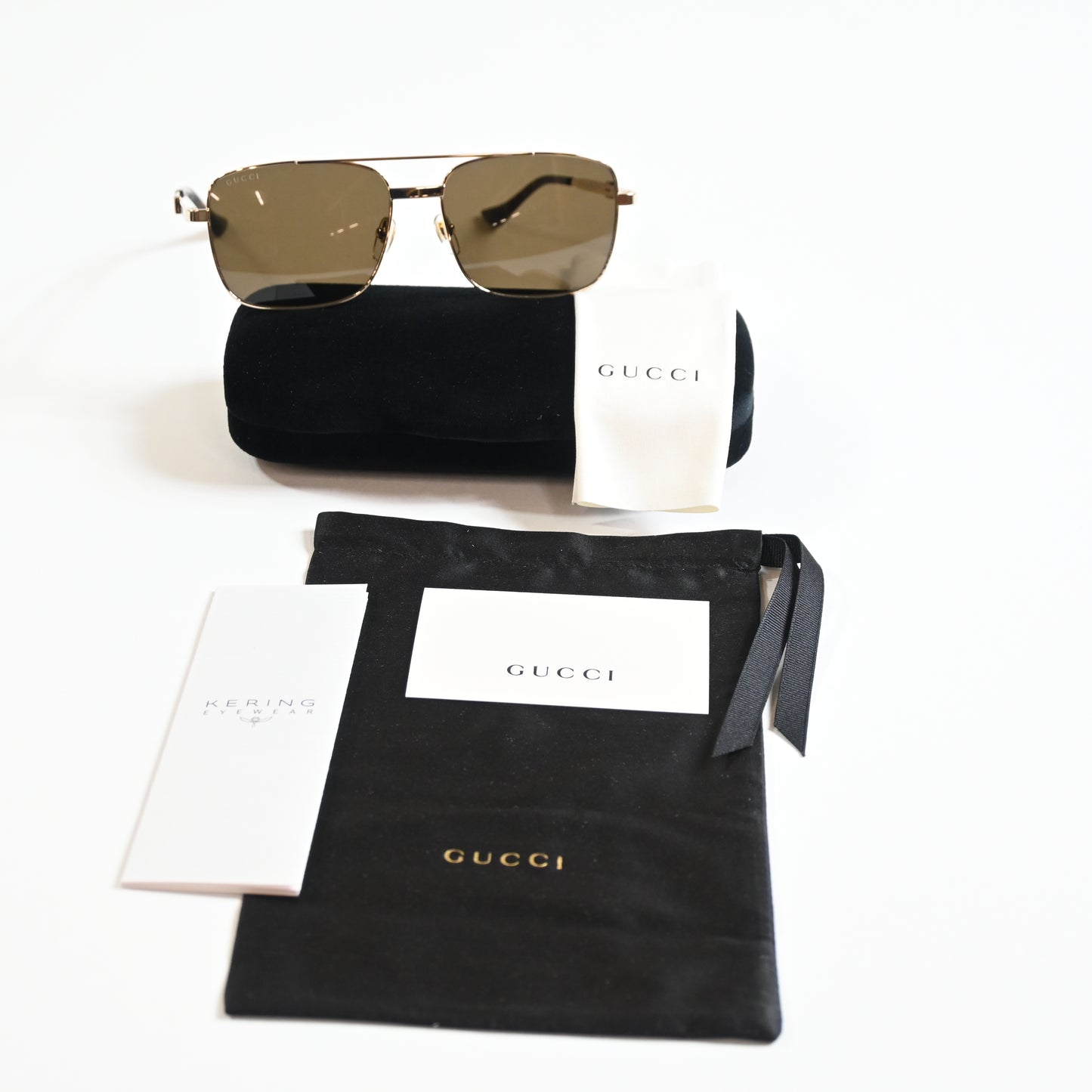 Gucci GG1441S 002 Mens Authentic Sunglasses Gold/Brown, 58mm - New
