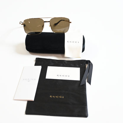 Gucci GG1441S 002 Mens Authentic Sunglasses Gold/Brown, 58mm - New