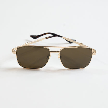 Gucci GG1441S 002 Mens Authentic Sunglasses Gold/Brown, 58mm - New