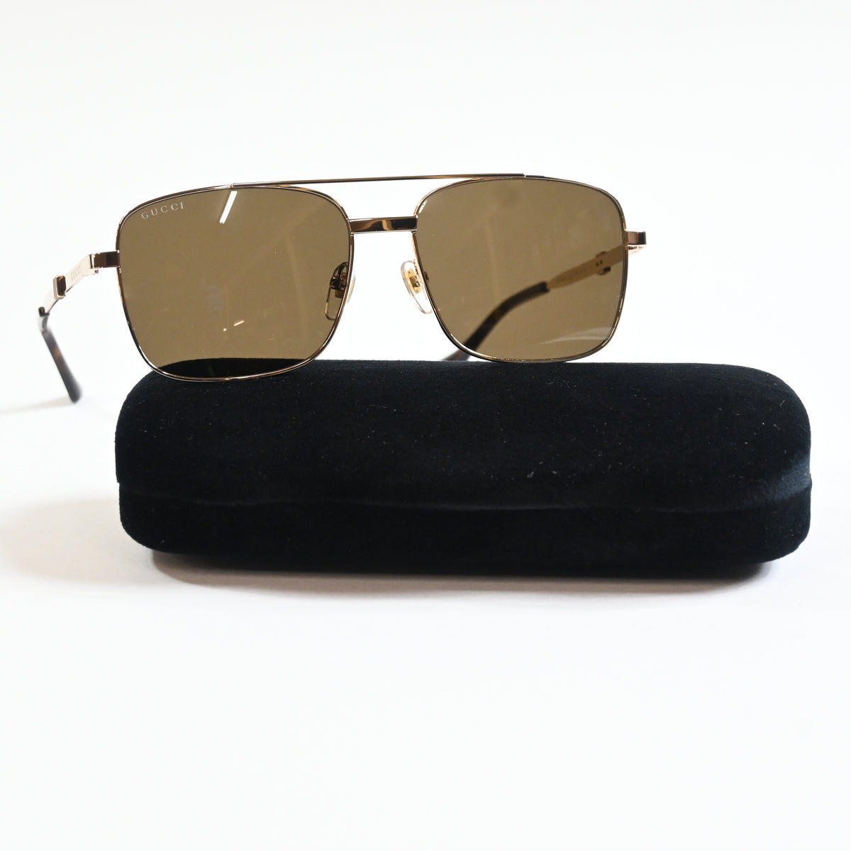 Gucci GG1441S 002 Mens Authentic Sunglasses Gold/Brown, 58mm - New