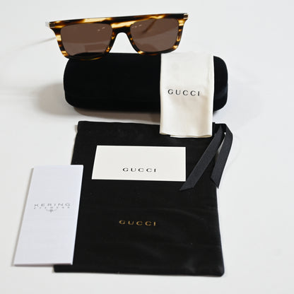 Gucci GG1437S 003 Mens Authentic Sunglasses Havana/Gold, 55mm - New