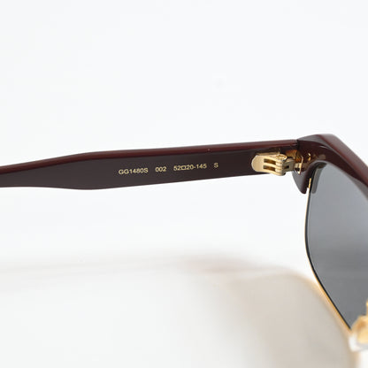 Gucci GG1480S 002 Womens Authentic Sunglasses Brown/Silver, 52mm - New