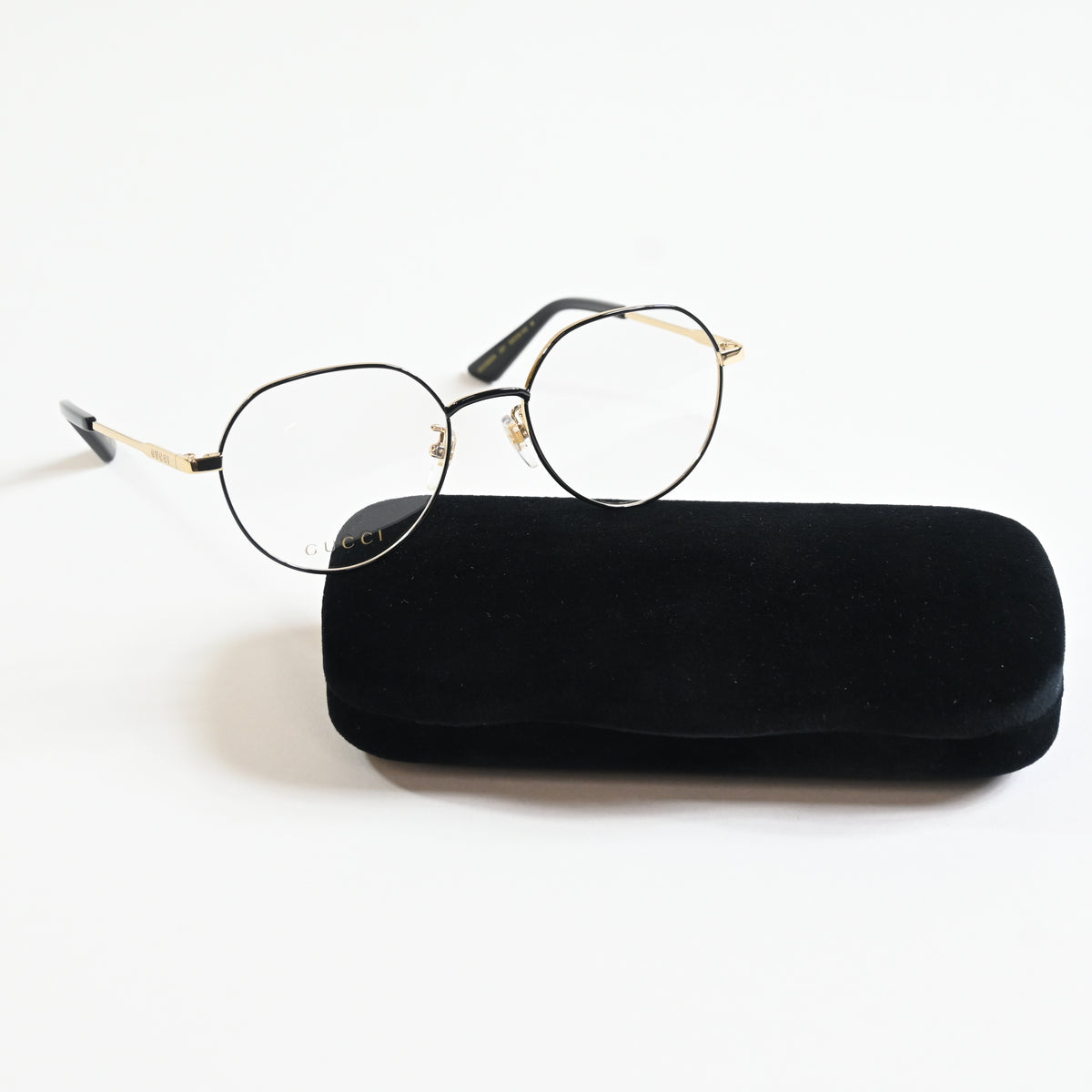 Gucci GG1232OA 001 Mens Authentic Eyeglasses Black/Gold, 53mm - New