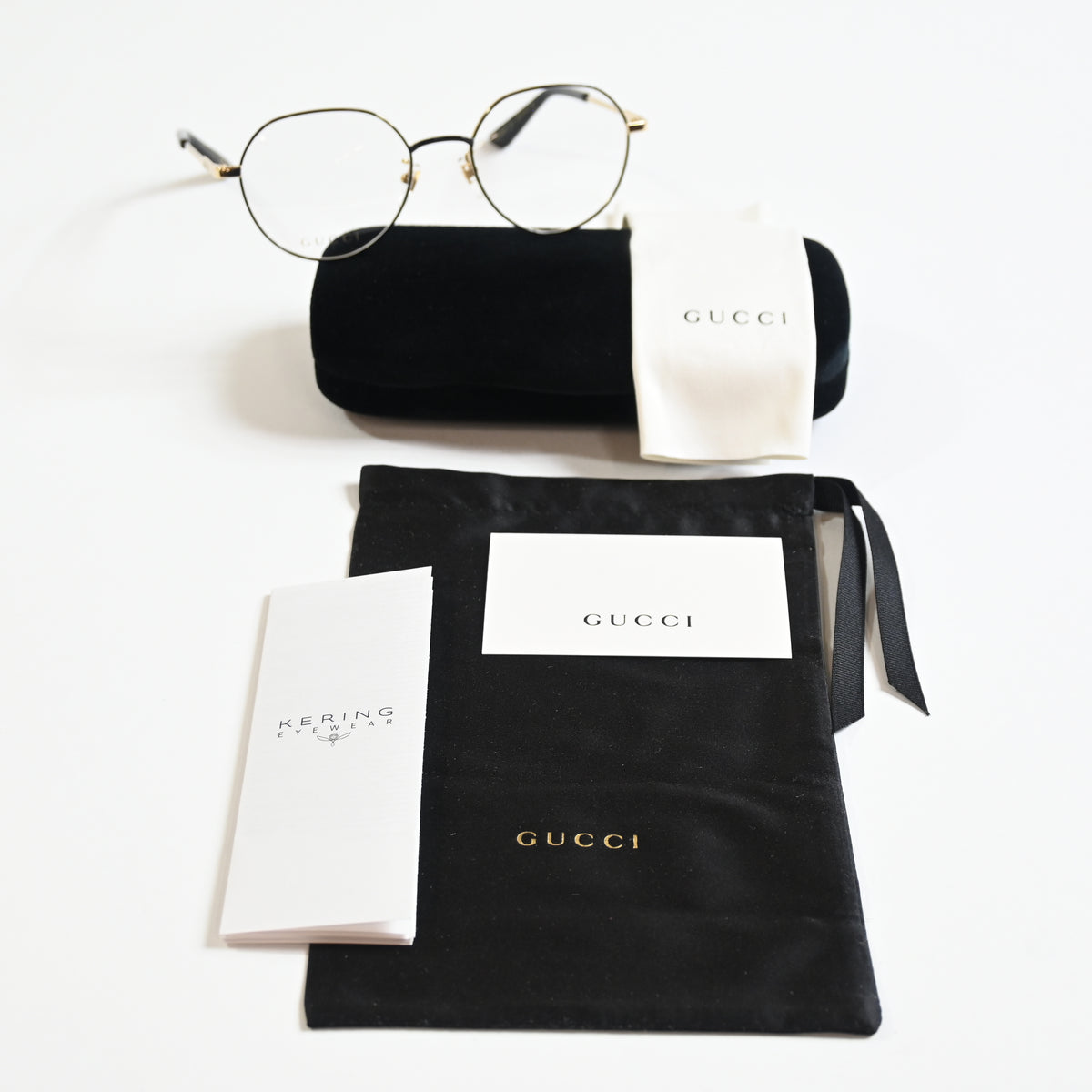 Gucci GG1232OA 001 Mens Authentic Eyeglasses Black/Gold, 53mm - New