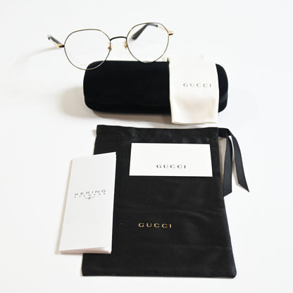 Gucci GG1232OA 001 Mens Authentic Eyeglasses Black/Gold, 53mm - New