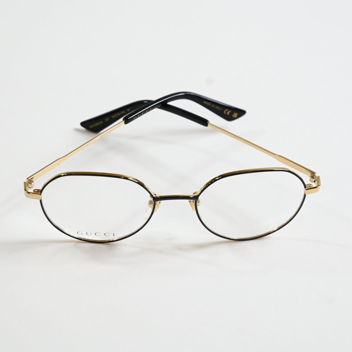 Gucci GG1232OA 001 Mens Authentic Eyeglasses Black/Gold, 53mm - New