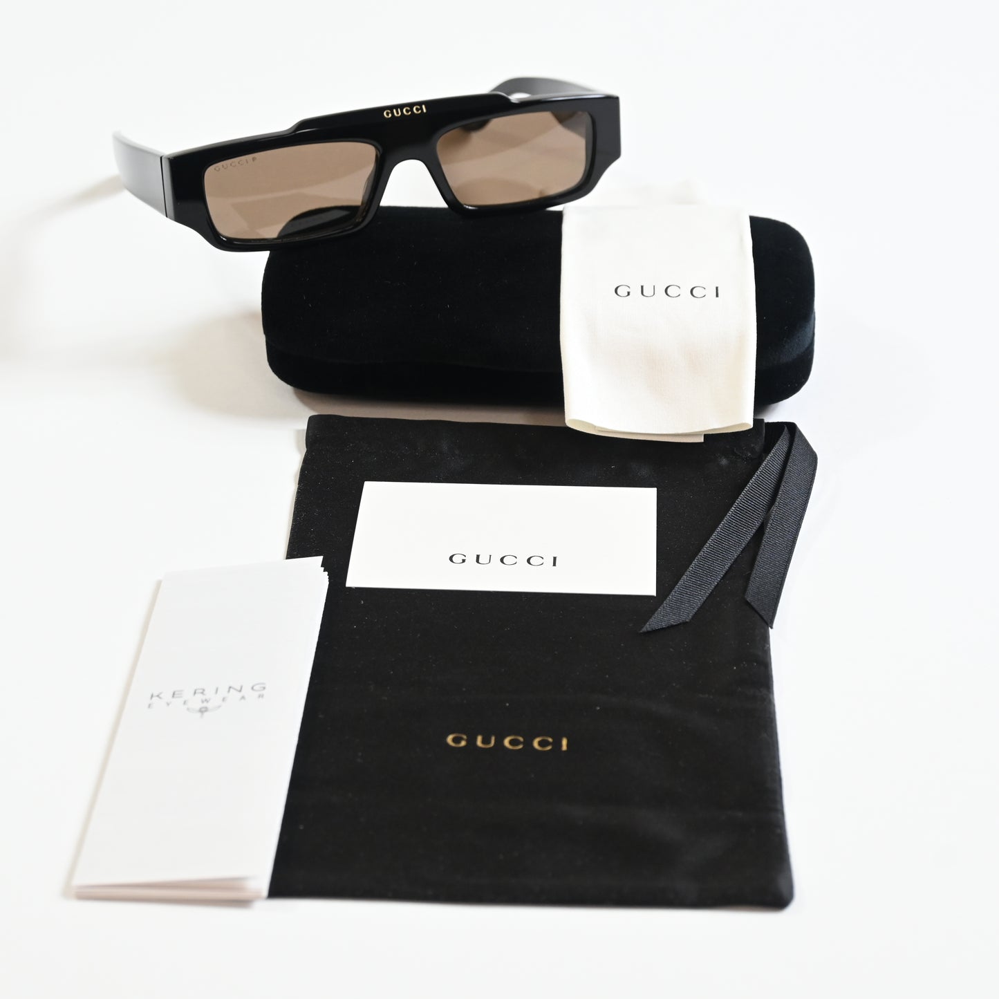 Gucci GG1592S 005 Mens Authentic Sunglasses Black/Brown, 55mm - New