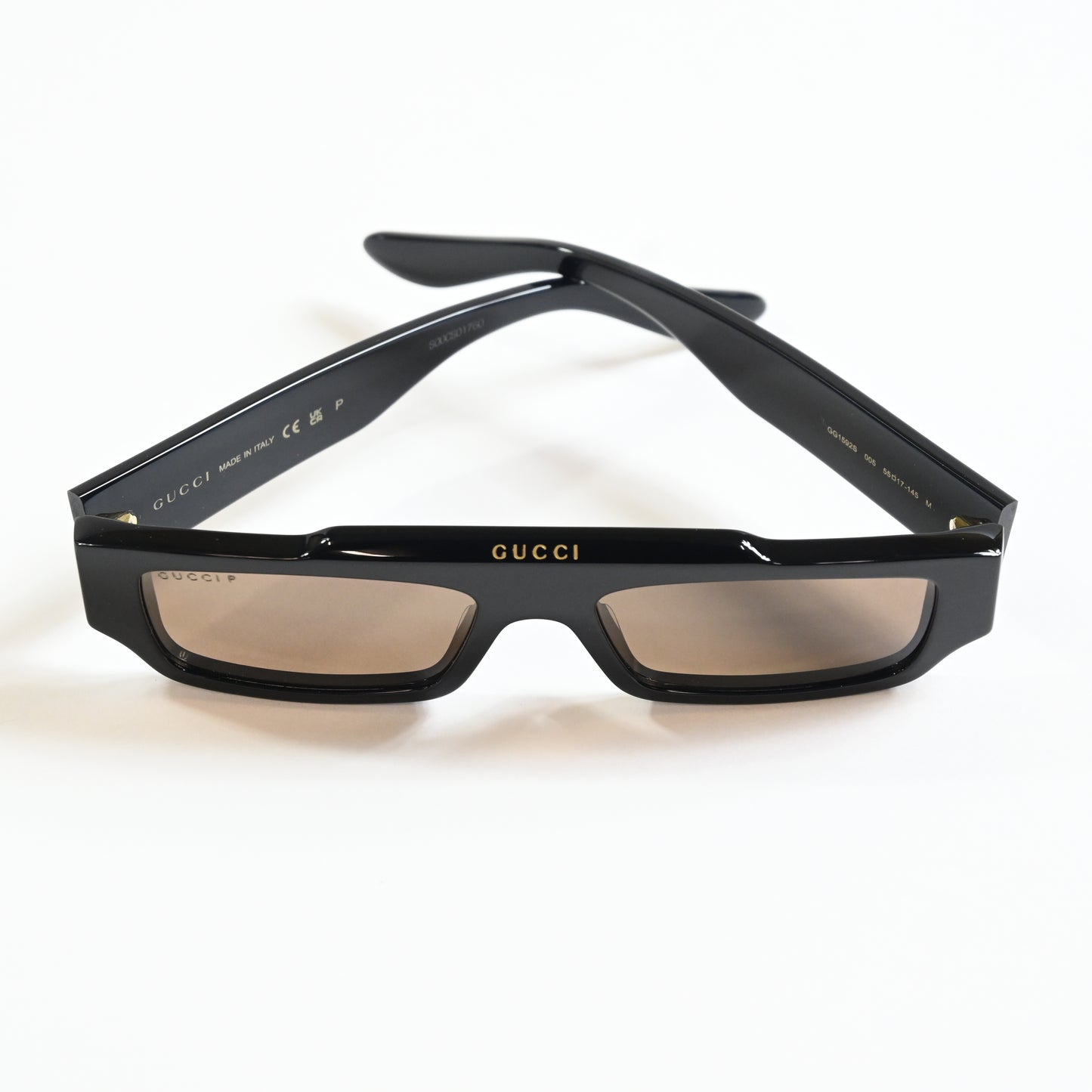 Gucci GG1592S 005 Mens Authentic Sunglasses Black/Brown, 55mm - New