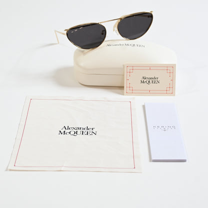 Alexander Mcqueen AM0424S 001 Womens Authentic Sunglasses Gold/Black, 62mm - New