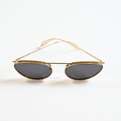Alexander Mcqueen AM0424S 001 Womens Authentic Sunglasses Gold/Black, 62mm - New