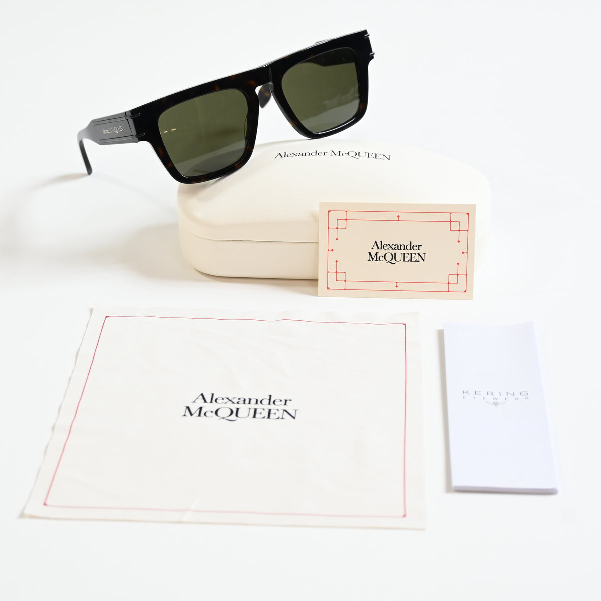 Alexander Mcqueen AM0397S 002 Mens Authentic Sunglasses Havana/Green, 52mm - New