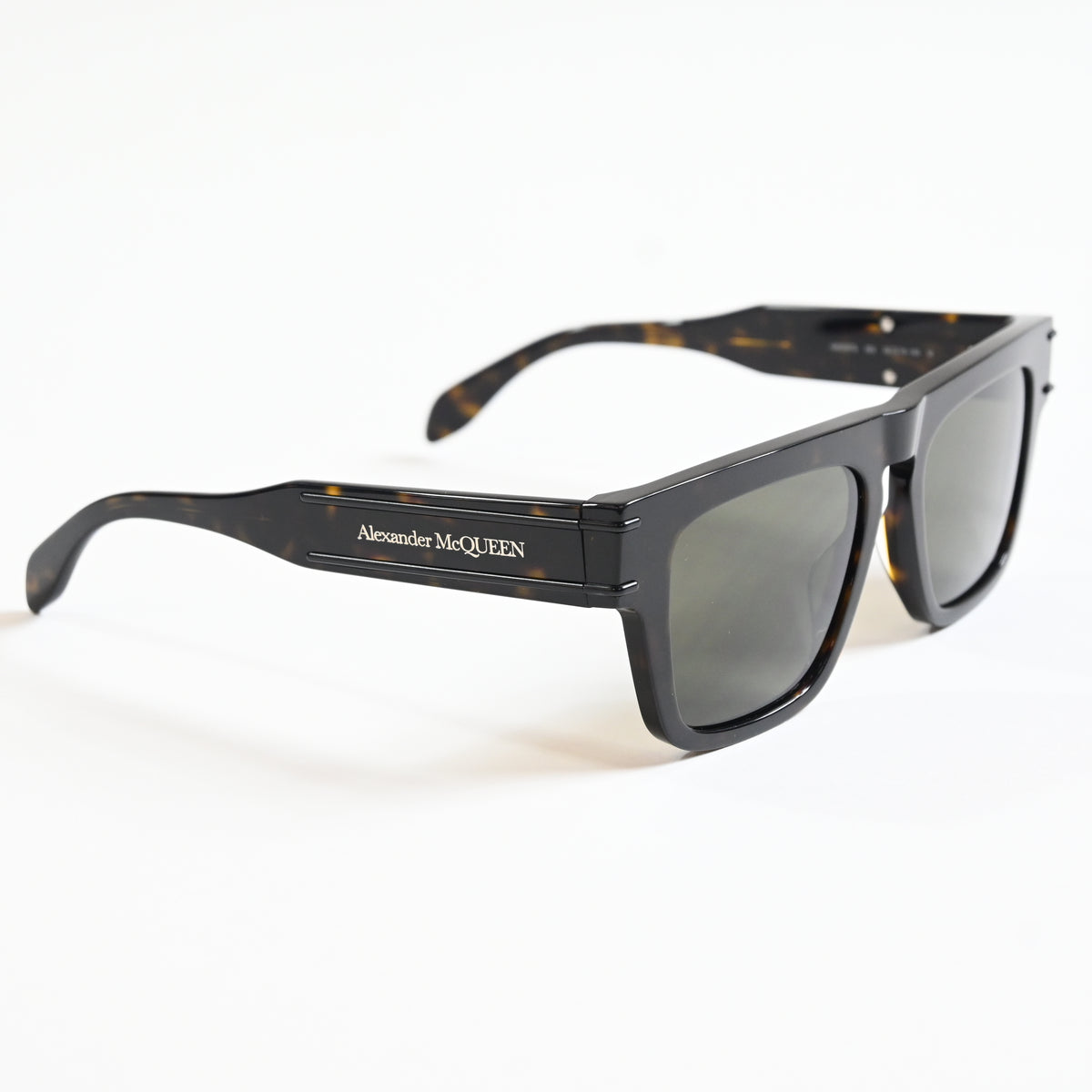 Alexander Mcqueen AM0397S 002 Mens Authentic Sunglasses Havana/Green, 52mm - New