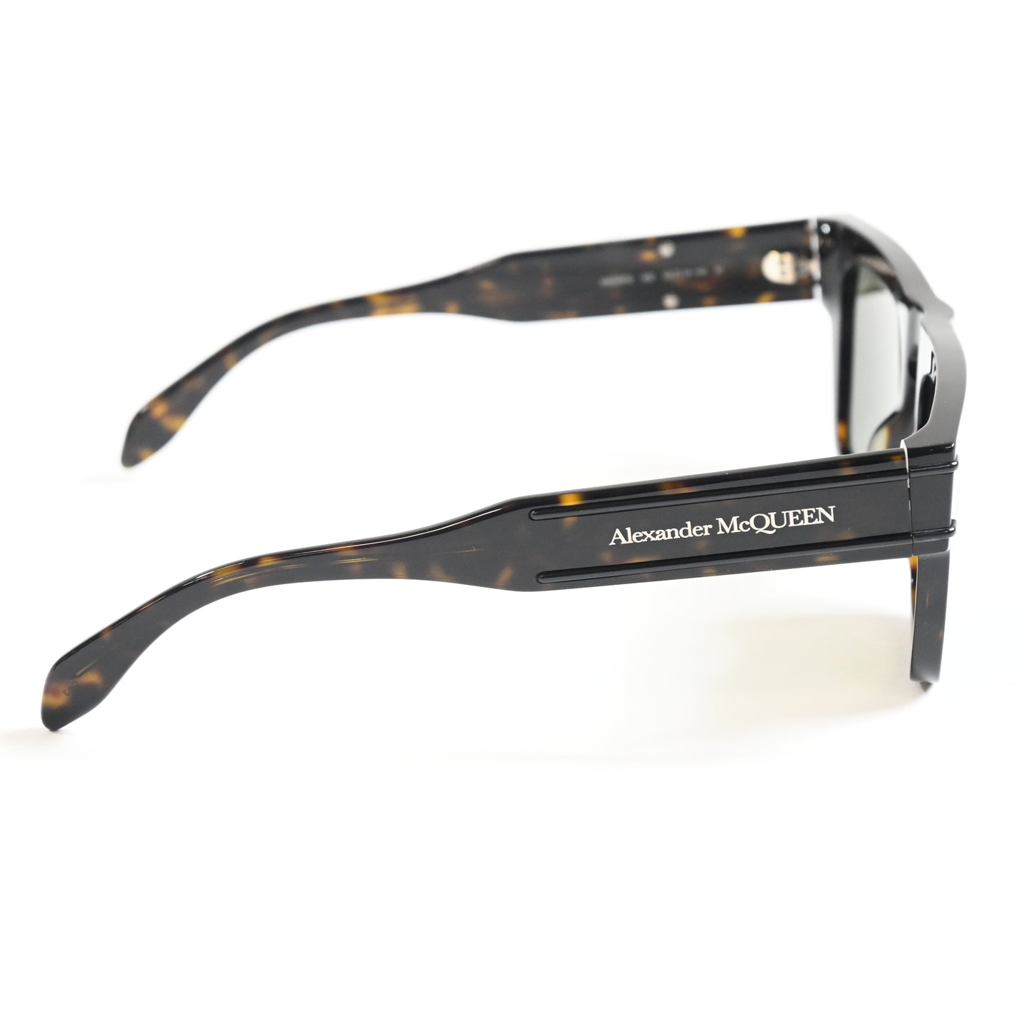 Alexander Mcqueen AM0397S 002 Mens Authentic Sunglasses Havana/Green, 52mm - New