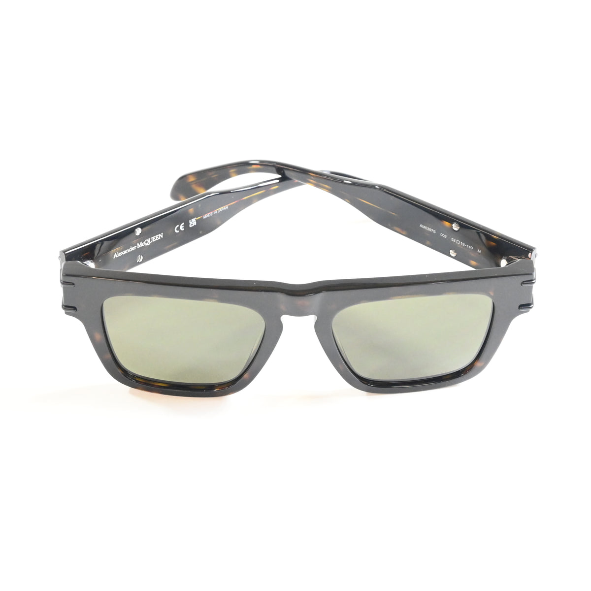Alexander Mcqueen AM0397S 002 Mens Authentic Sunglasses Havana/Green, 52mm - New