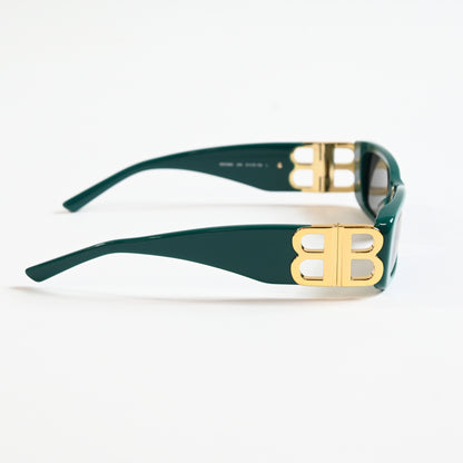 Balenciaga BB0096S 006 Womens Authentic Sunglasses Green/Gold, 51mm - New