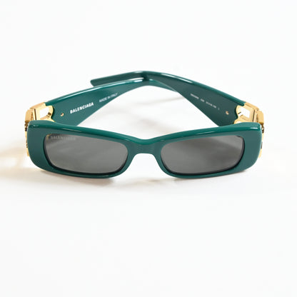 Balenciaga BB0096S 006 Womens Authentic Sunglasses Green/Gold, 51mm - New