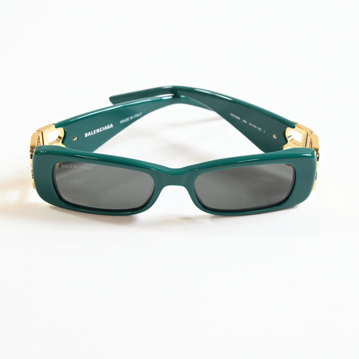 Balenciaga BB0096S 006 Womens Authentic Sunglasses Green/Gold, 51mm - New