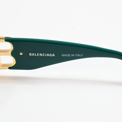 Balenciaga BB0096S 006 Womens Authentic Sunglasses Green/Gold, 51mm - New