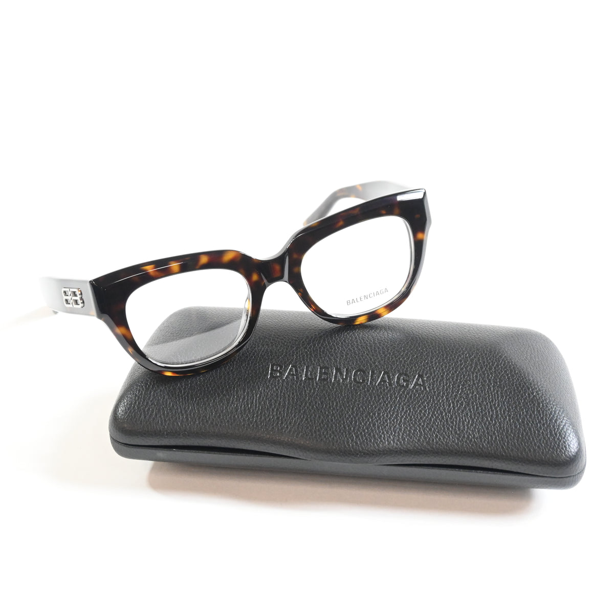 Balenciaga BB0239O 002 Unisex Authentic Eyeglasses Havana/Silver, 50mm - New