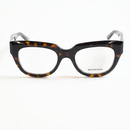 Balenciaga BB0239O 002 Unisex Authentic Eyeglasses Havana/Silver, 50mm - New