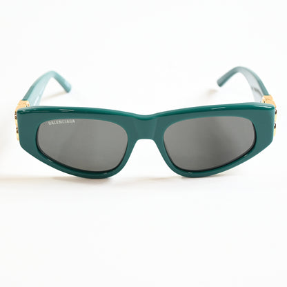 Balenciaga BB0095S 005 Womens Authentic Sunglasses Green/Gold, 53mm - New