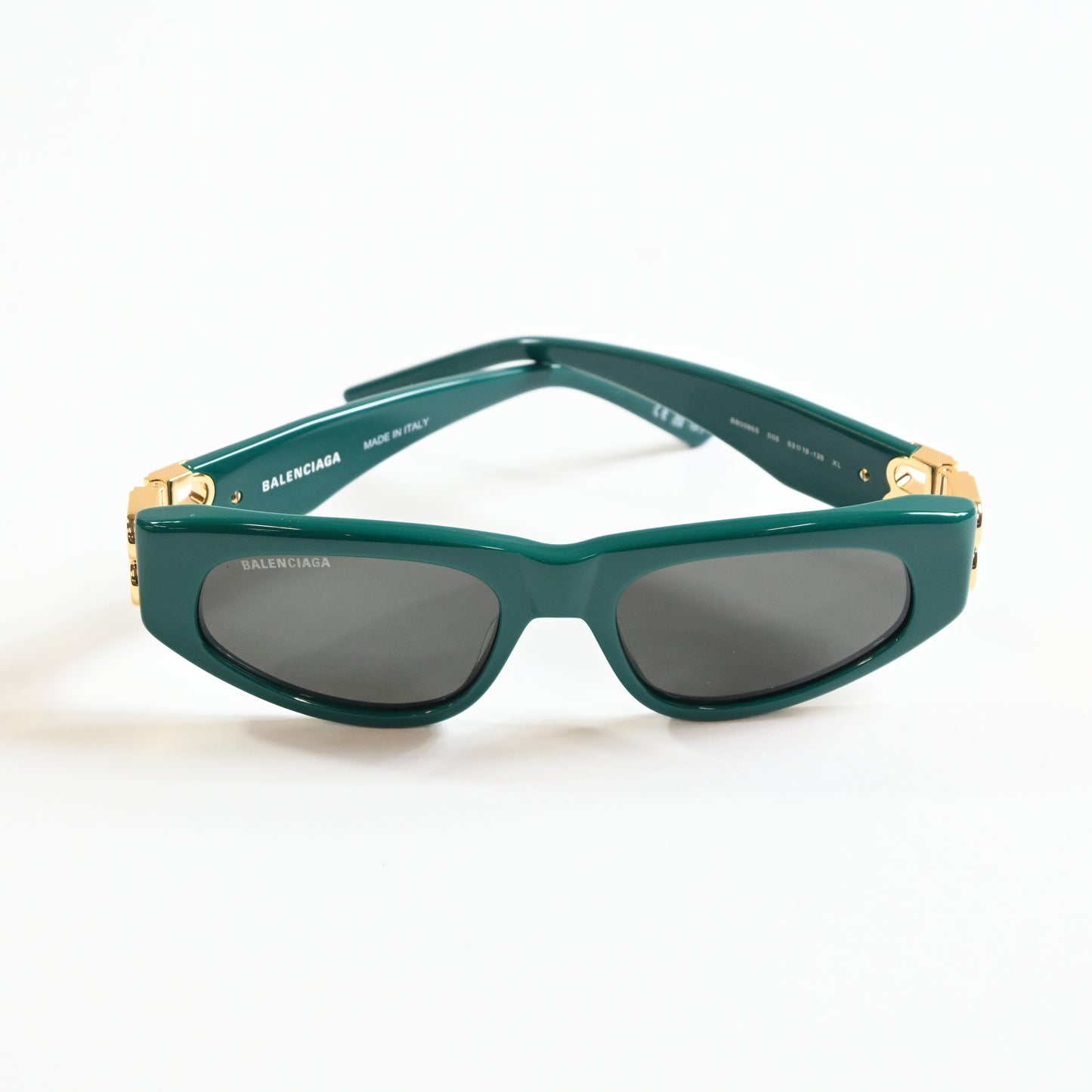 Balenciaga BB0095S 005 Womens Authentic Sunglasses Green/Gold, 53mm - New
