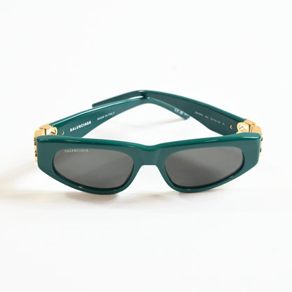 Balenciaga BB0095S 005 Womens Authentic Sunglasses Green/Gold, 53mm - New