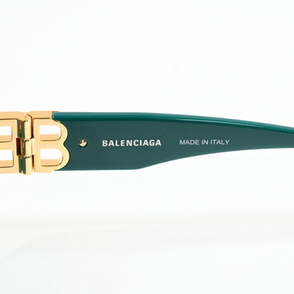 Balenciaga BB0095S 005 Womens Authentic Sunglasses Green/Gold, 53mm - New