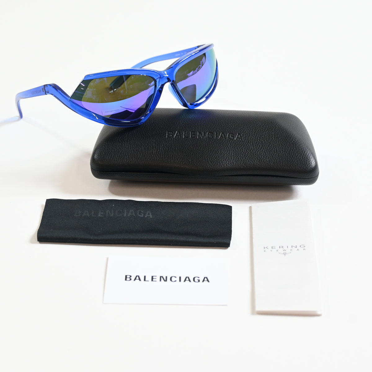 Balenciaga BB0289S 004 Unisex Authentic Sunglasses Clear Blue/Violet, 71mm - New