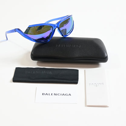 Balenciaga BB0289S 004 Unisex Authentic Sunglasses Clear Blue/Violet, 71mm - New