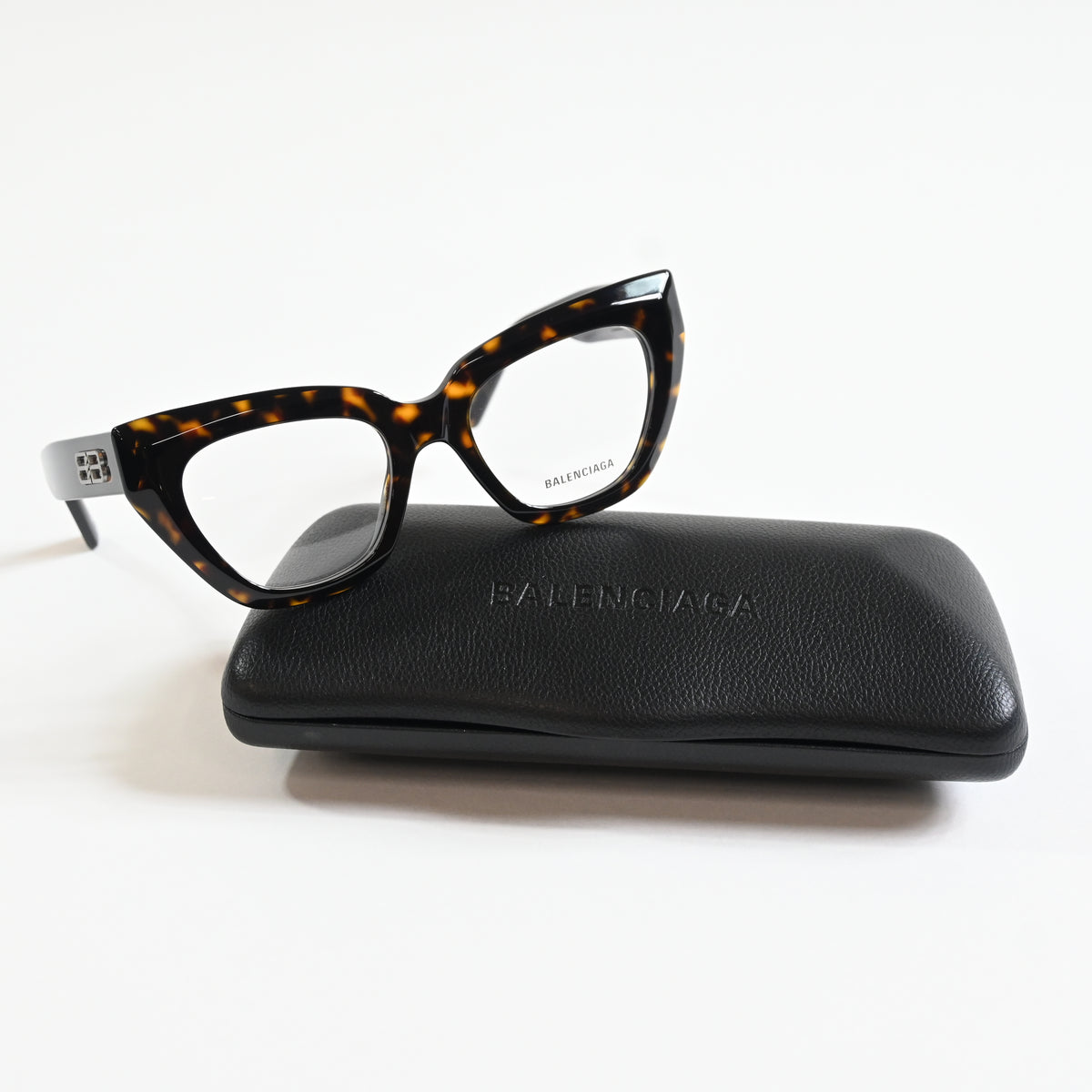 Balenciaga BB0238O 002 Womens Authentic Eyeglasses Havana/Silver, 50mm - New
