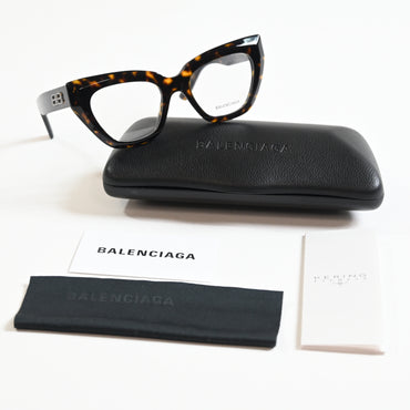 Balenciaga BB0238O 002 Womens Authentic Eyeglasses Havana/Silver, 50mm - New