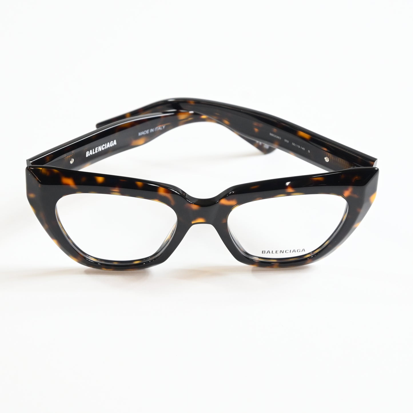 Balenciaga BB0238O 002 Womens Authentic Eyeglasses Havana/Silver, 50mm - New