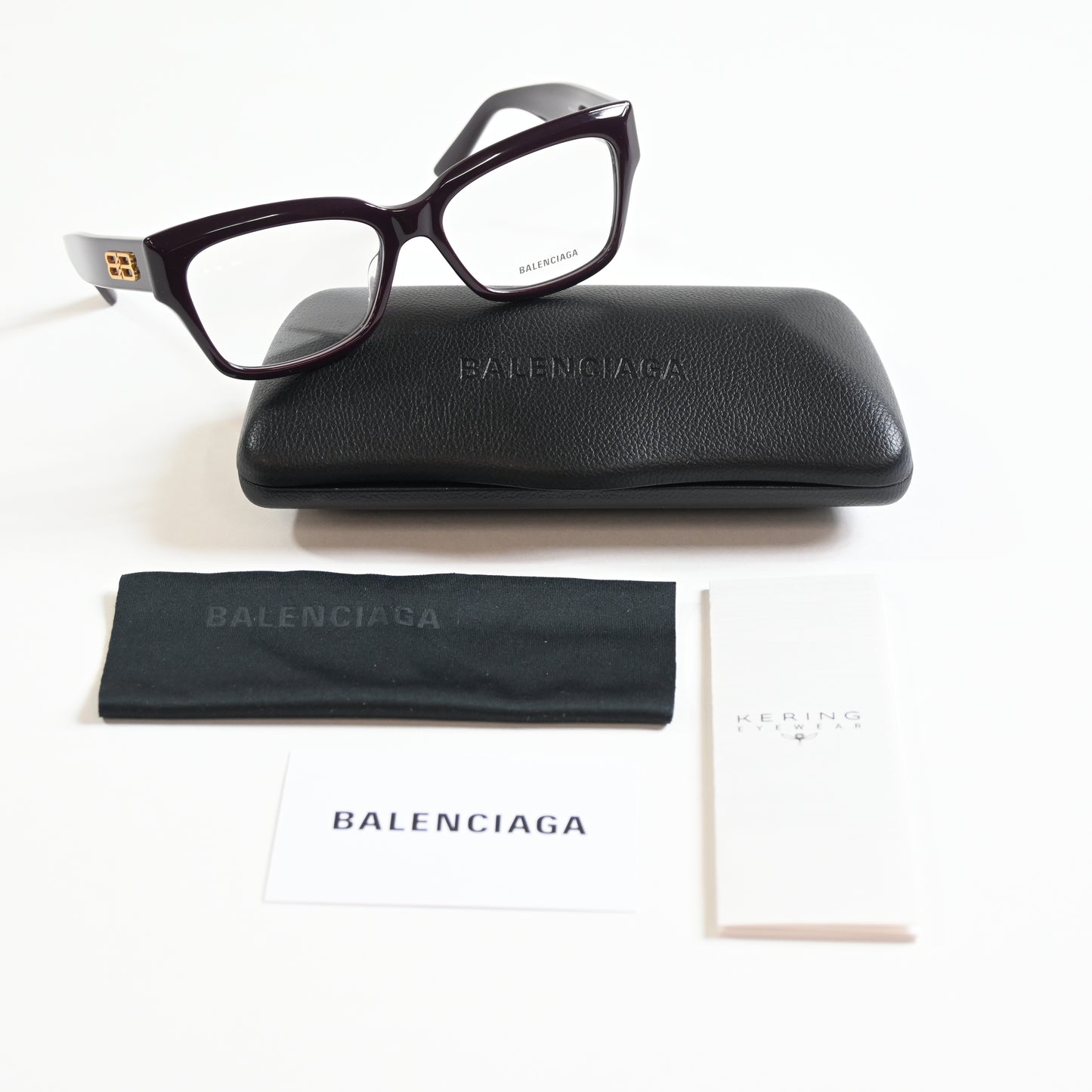 Balenciaga BB0274O 003 Womens Authentic Eyeglasses Dark Red/Gold, 55mm - New