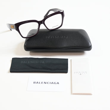 Balenciaga BB0274O 003 Womens Authentic Eyeglasses Dark Red/Gold, 55mm - New