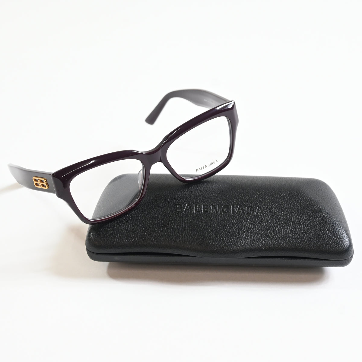 Balenciaga BB0274O 003 Womens Authentic Eyeglasses Dark Red/Gold, 55mm - New