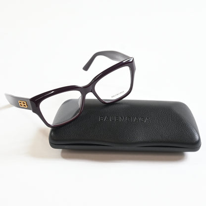 Balenciaga BB0274O 003 Womens Authentic Eyeglasses Dark Red/Gold, 55mm - New