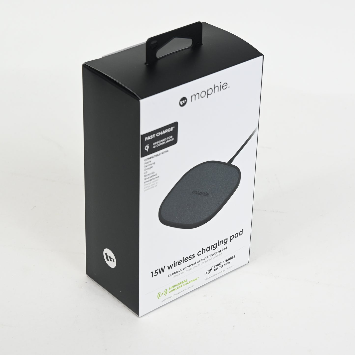 mophie 15W Universal Wireless Charge Pad, Qi-Compatible Charger Black - Open Box