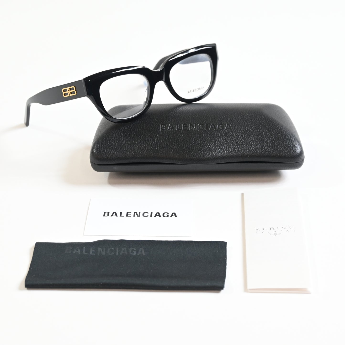 Balenciaga BB0239O 001 Unisex Authentic Eyeglasses Black/Gold, 50mm - New