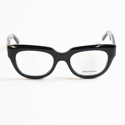 Balenciaga BB0239O 001 Unisex Authentic Eyeglasses Black/Gold, 50mm - New