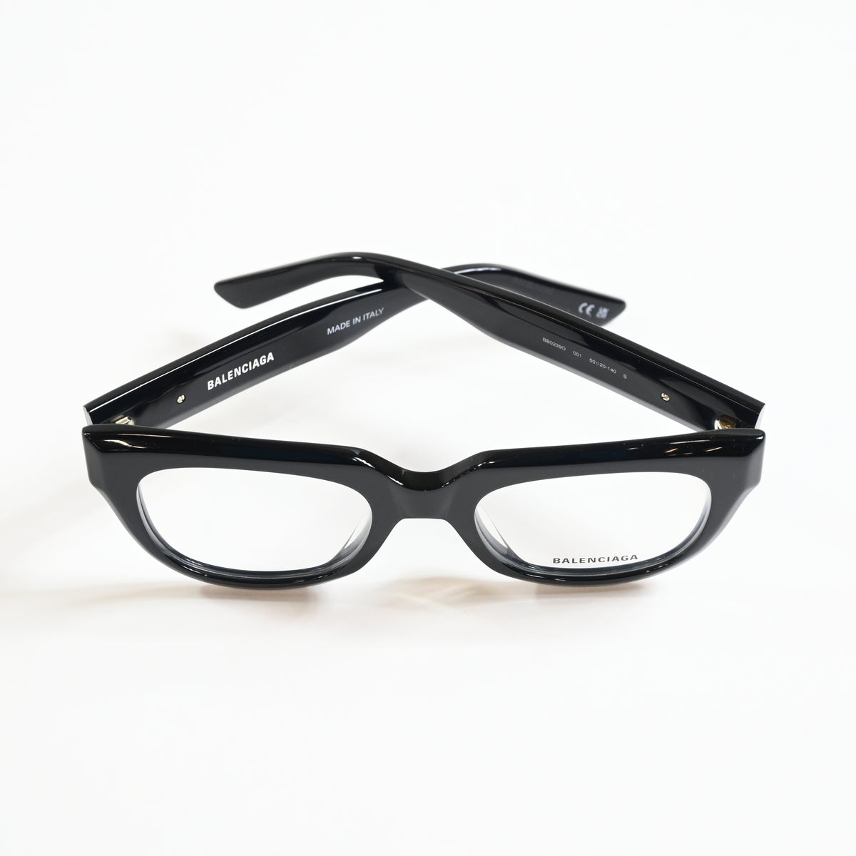 Balenciaga BB0239O 001 Unisex Authentic Eyeglasses Black/Gold, 50mm - New