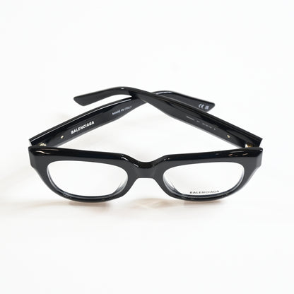 Balenciaga BB0239O 001 Unisex Authentic Eyeglasses Black/Gold, 50mm - New