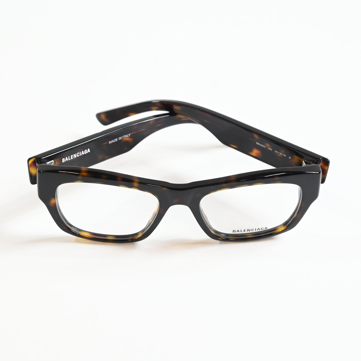 Balenciaga BB0264O 002 Unisex Authentic Eyeglasses Havana/Silver, 53mm - New