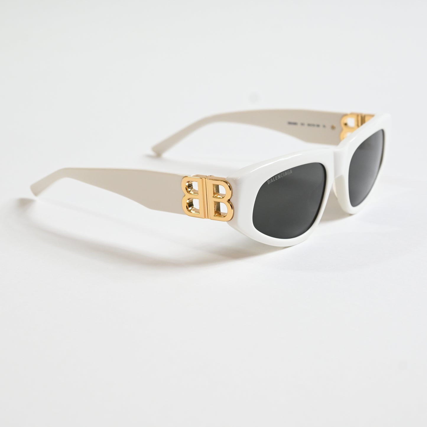 Balenciaga BB0095S 012 Womens Authentic Sunglasses White/Gold, 53mm - New